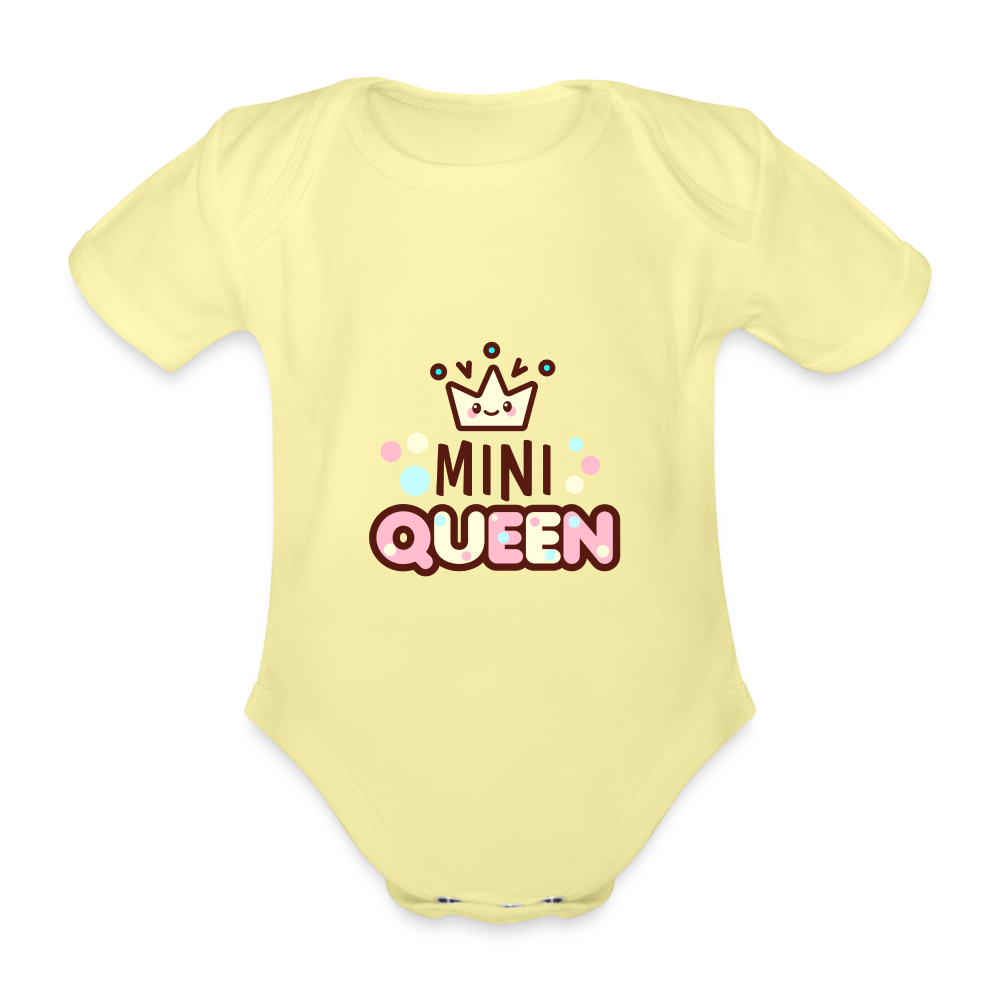 Baby Bio-Kurzarm-Body "Mini Queen" - Hellgelb
