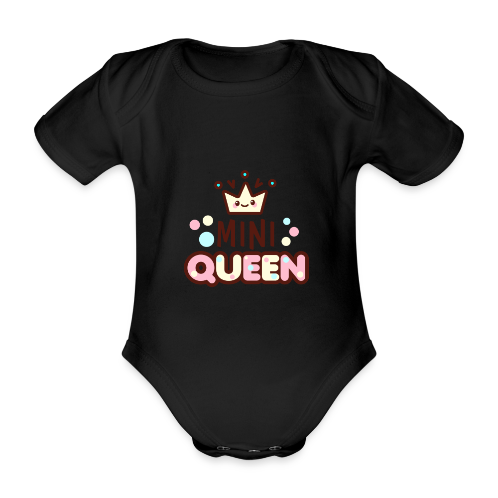 Baby Bio-Kurzarm-Body "Mini Queen" - Schwarz