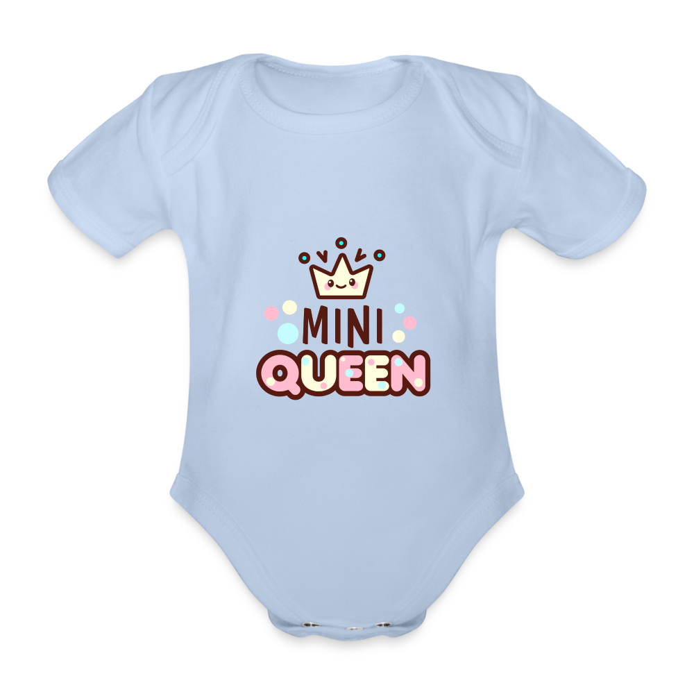 Baby Bio-Kurzarm-Body "Mini Queen" - Sky