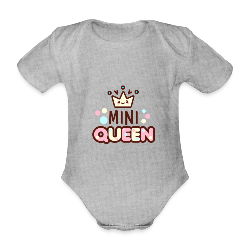Baby Bio-Kurzarm-Body "Mini Queen" - Grau meliert