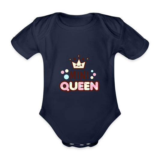 Baby Bio-Kurzarm-Body "Mini Queen" - Dunkelnavy