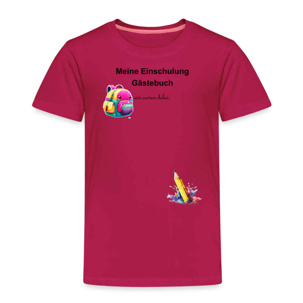 Kinder Premium T-Shirt "Gästebuch" - dunkles Pink