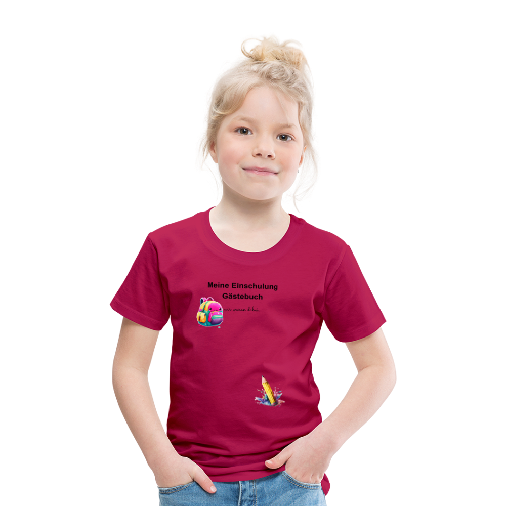 Kinder Premium T-Shirt "Gästebuch" - dunkles Pink