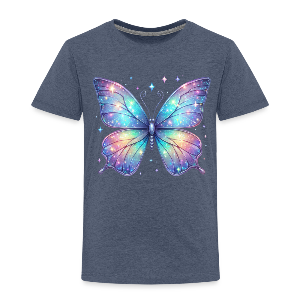 Kinder Premium T-Shirt "Schmetterling3" - Blau meliert