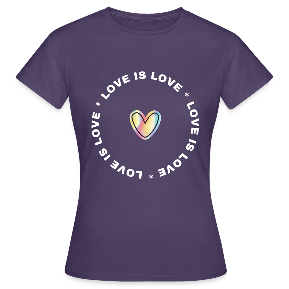 Frauen T-Shirt "Love is Love" - Dunkellila